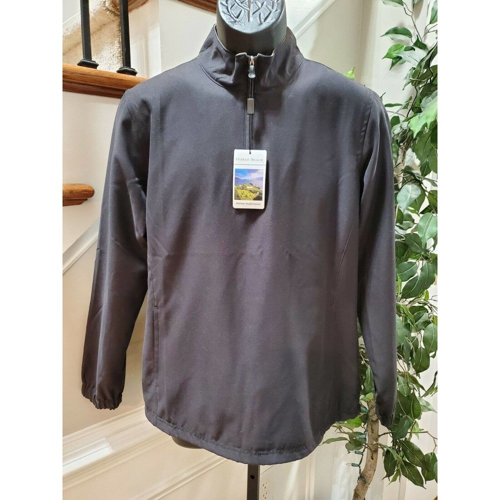 Performance Men's Black 100% Polyester Long Sleeve 1/4 Zip Activewear Jacket M